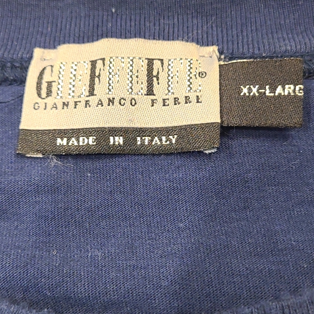 Gianfranco Ferre T-shirt Blue with white design XXL - Picture 5 of 9